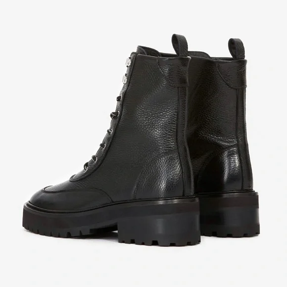 NWT The Kooples High Top Black Leather Biker Combat Boots In Ranger Style Size 8 - Picture 5 of 16